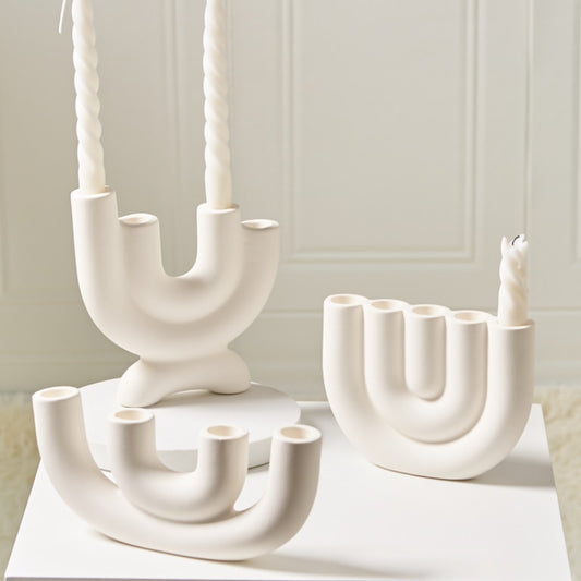 Kerzenhalter/Kerzenständer, Keramik, weiß